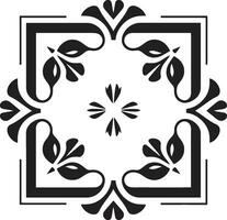 Petal Harmony Black Floral Pattern Botanical Gridwork Geometric Vector Icon