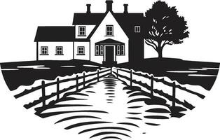 Agrarian Abode Mark Farmers Farmhouse Vector Emblem Rural Dwelling Impression Farmhouse Design Vector Icon