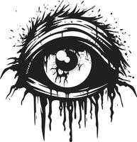 Ghoulish Stare Creepy Vector Eye Icon Macabre Zombie Sight Black Scary Eye Logo