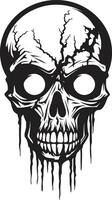 Chilling Undead Stare Black Zombie Logo Disturbing Zombie Skull Creepy Black Vector