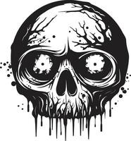 Haunted Undead Look Vector Scary Skull Emblem Nightmarish Skull Stare Black Zombie Design