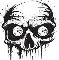 Eerie Unsettling Skull Black Zombie Icon Frightening Zombie Profile Creepy Skull Emblem vector