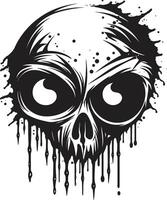 Menacing Zombie Head Creepy Black Icon Haunted Undead Visage Vector Scary Skull Emblem