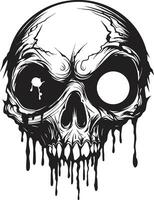 Frightening Zombie Profile Creepy Skull Emblem Sinister Horror Grin Black Vector Skull