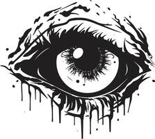 Sinister Stare Creepy Scary Eye Logo Icon Chilling Zombie Vision Black Vector Eye Design