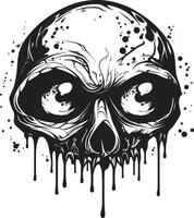 Eerie Unsettling Skull Black Zombie Icon Frightening Zombie Profile Creepy Skull Emblem vector