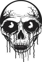 Menacing Zombie Head Creepy Black Icon Haunted Undead Look Vector Scary Skull Emblem