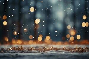 AI Generated Christmas, this photo showcases a mesmerizing bokeh of snowflakes against a light background