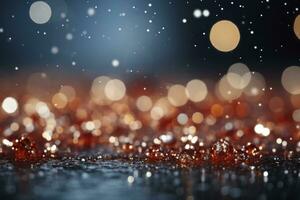 AI Generated showcases a mesmerizing bokeh of snowflakes against a light background photo