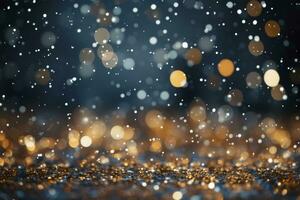 AI Generated showcases a mesmerizing bokeh of snowflakes against a light background photo