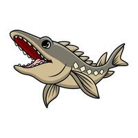 Cute sturgeon fish cartoon on white background vector