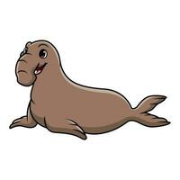 Cute bull elephant seal cartoon on white background vector