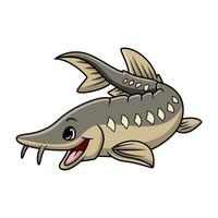 Cute sturgeon fish cartoon on white background vector