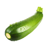 AI generated A Fresh Green Zucchini With Water Drop With Sliced Zucchini With Isolated Background png