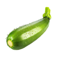 ai generiert ein frisch Grün Zucchini mit Wasser fallen mit geschnitten Zucchini mit isoliert Hintergrund png