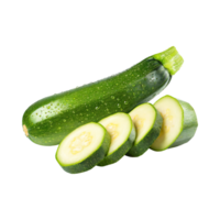 AI generated A Fresh Green Zucchini With Water Drop With Sliced Zucchini With Isolated Background png