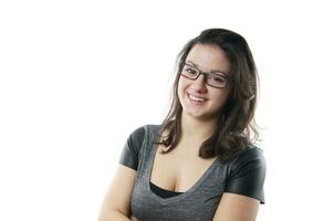 smiling young woman with glasses photo