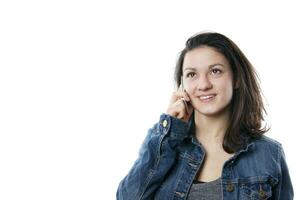 mujer joven con teléfono móvil foto