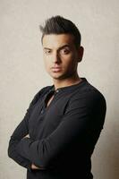 young man with spiky hair photo