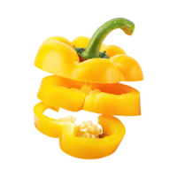 AI generated A Floating Of Sliced Yellow Bell Pepper, Without Shadow, Isolated Transparent Background png