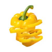 AI generated A Floating Of Sliced Yellow Bell Pepper, Without Shadow, Isolated Transparent Background png