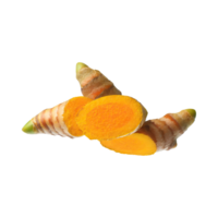 AI generated Floating Of Yellow And Orange Turmeric With Sliced, Isolated Transparent Background png