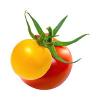 AI generated Floating Of Tomatos With A Green Stem, Isolated Transparent Background png