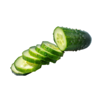 AI generated Floating Of Sliced Cucumbers, Without Shadow, Isolated Transparent Background png