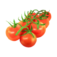 ai generiert schwebend von Tomaten mit ein Grün Stengel, isoliert transparent Hintergrund png