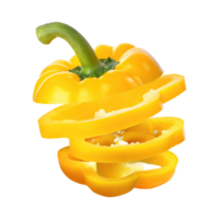 AI generated A Floating Of Sliced Yellow Bell Pepper, Without Shadow, Isolated Transparent Background png