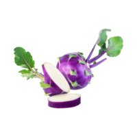 AI generated Floating Of Fresh Purple Kohlrabi With Sliced, Without Shadow, Isolated Transparent Background png