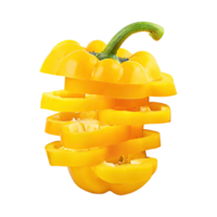 AI generated A Floating Of Sliced Yellow Bell Pepper, Without Shadow, Isolated Transparent Background png