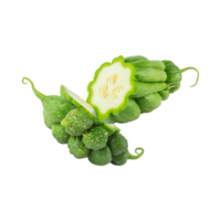 AI generated Floating Of Bunch Gourd With Sliced, Without Shadow, Isolated Transparent Background png