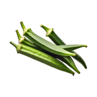 AI generated Floating Bunch Of Green Okra With A Pointed Tip, Isolated Background png