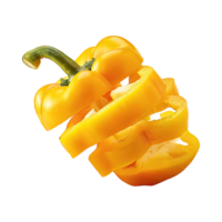 AI generated A Floating Of Sliced Yellow Bell Pepper, Without Shadow, Isolated Transparent Background png