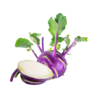 AI generated Floating Of Fresh Purple Kohlrabi With Sliced, Without Shadow, Isolated Transparent Background png