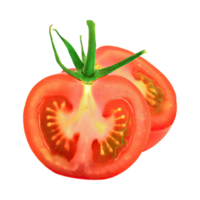AI generated Floating Of Tomatos With A Green Stem, Isolated Transparent Background png