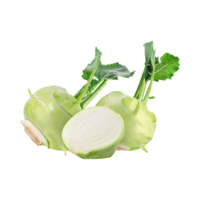 AI generated Floating Of Fresh Kohlrabi With Sliced, Without Shadow, Isolated Transparent Background png