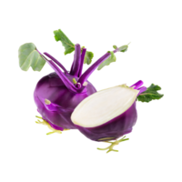 AI generated Floating Of Fresh Purple Kohlrabi With Sliced, Without Shadow, Isolated Transparent Background png