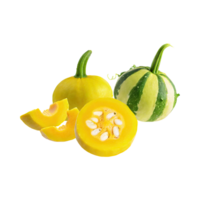 ai generado flotante de manojo amarillo verde calabaza con rebanado, sin sombra, aislado transparente antecedentes png