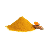 AI generated Floating Of Yellow And Orange Turmeric With Sliced, Isolated Transparent Background png