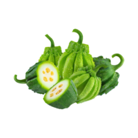 AI generated Floating Of Bunch Gourd With Sliced, Without Shadow, Isolated Transparent Background png