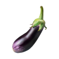 ai generiert schwebend von lila und Grün Aubergine mit ein glatt Haut, isoliert transparent Hintergrund png