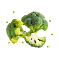 AI generated Floating Of Broccoli With Sliced, Isolated Transparent Background png