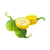 ai generado flotante de manojo amarillo verde calabaza con rebanado, sin sombra, aislado transparente antecedentes png