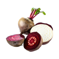 AI generated Floating Of Red And White Beetroot With A Earthy Taste With Sliced, Isolated Transparent Background png