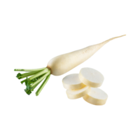 AI generated Floating Of White Daikon With A Mild Flavor, Without Shadow, Isolated Transparent Background png