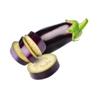 AI generated Floating Of Purple And Green Eggplant With A Smooth Skin, Isolated Transparent Background png