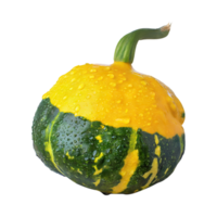 ai generado flotante de verde y amarillo calabaza con un con baches superficie, aislado transparente antecedentes png