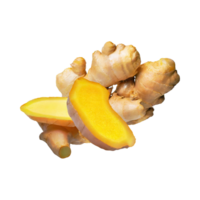 AI generated Floating Of Yellow And Brown Ginger With A Warm Tast, Isolated Transparent Background png